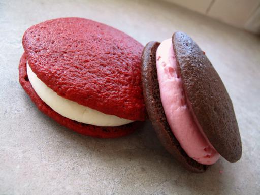 Two Pieces of Whoopie Pies - Strawberry and Chocolate Flavored