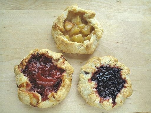 three pieces of Crostada - Italian type of dessert tart or pie
