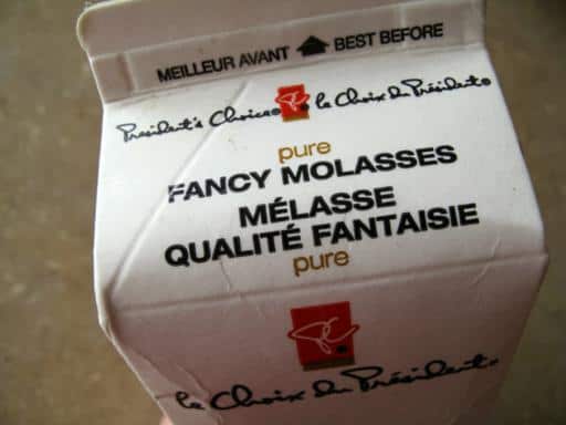 Close up box of fancy molasses