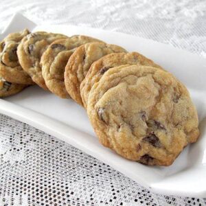 Chocolate Chip Cookie - Fudge Melt Version in a white rectangular plate