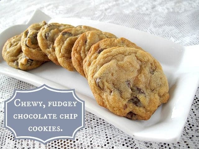 Chocolate Chip Cookie - Fudge Melt Version in a white rectangular plate