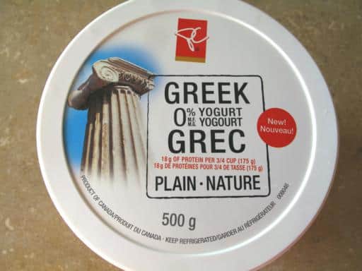 the cap of PC brand Greek Yogurt