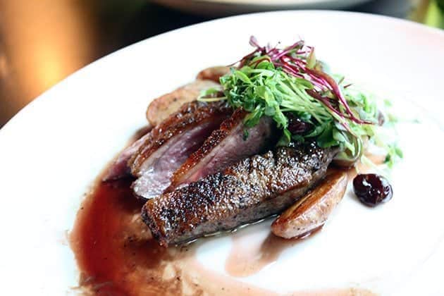 Millcreek Culina's  duck breast paired with a sweet cherry sauce