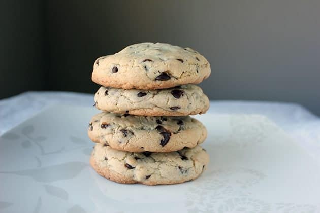 stack of perfect stuffed chocolate chip cookie