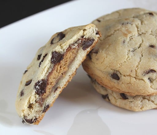 white plate with stuffed cookies