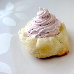 Strawberry Whipped Cream on top of cream puff