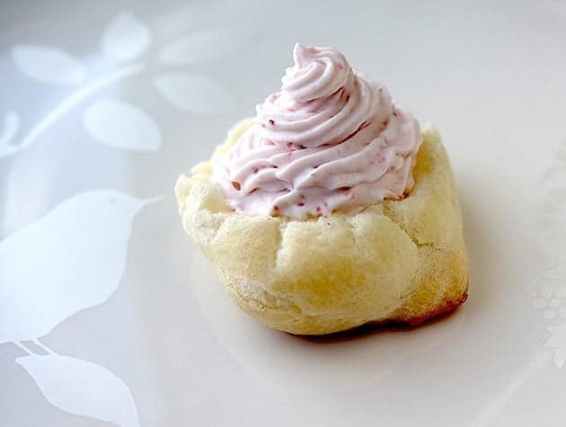 Strawberry Whipped Cream on top of cream puff 