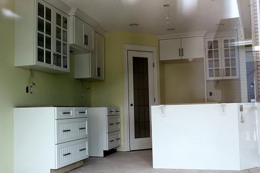 finished kitchen with cabinets