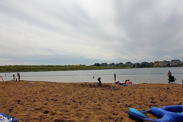 view of the beach with very few people