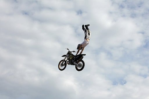 flying so high in the air with the motorbike