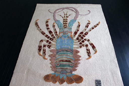 close up of a lobster rug