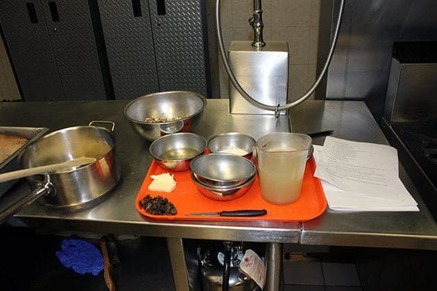 All Ingredients for Wild Mushroom Risotto on top of the table