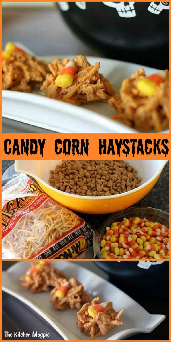 3 pieces Candy Corn Haystacks and its ingredients