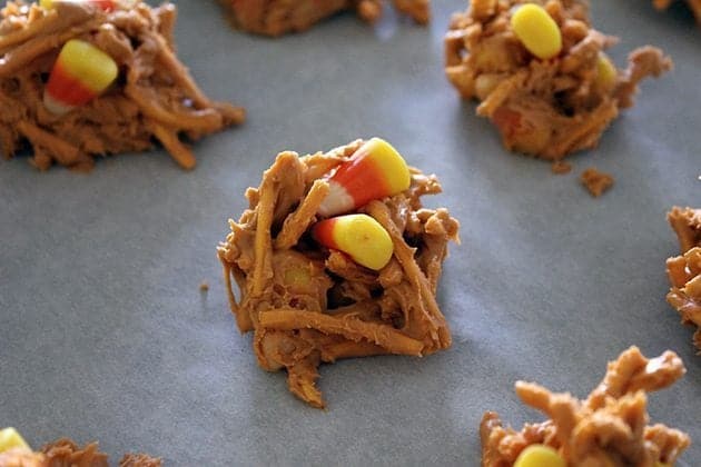 large sized haystacks dropped on parchment paper