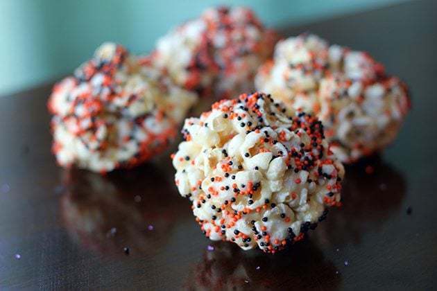 4 pieces of Spookily Sprinkled Popcorn Balls