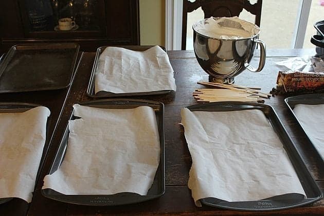 parchment paper lined sheets on the table