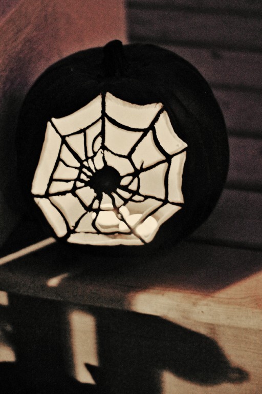 black spider web pillow
