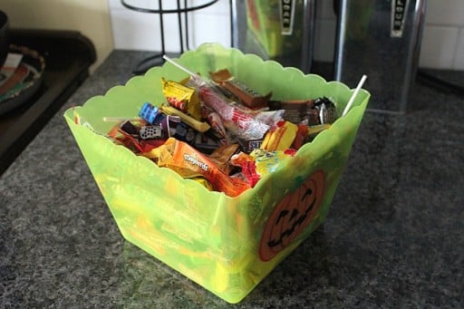 green container full of candies