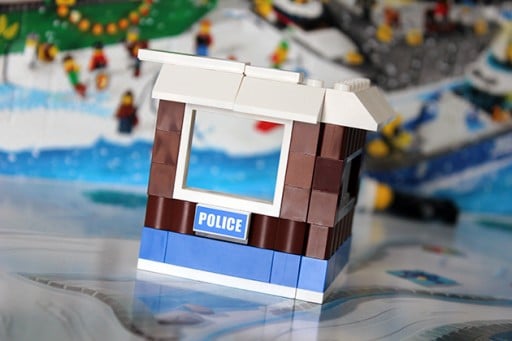 close up of police post lego 