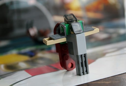 close up of boba fett spaceship lego