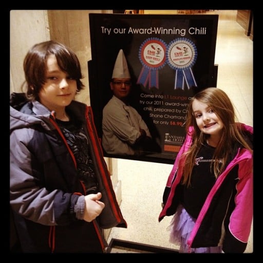 kids in front of award winning chili details