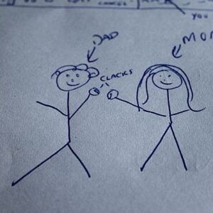 stick figure of Dad and Mom