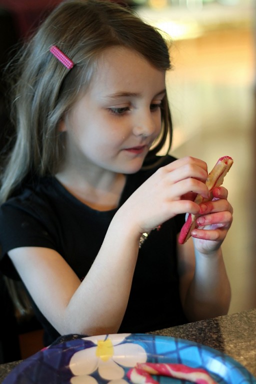 close up of little girl wearing black shirt