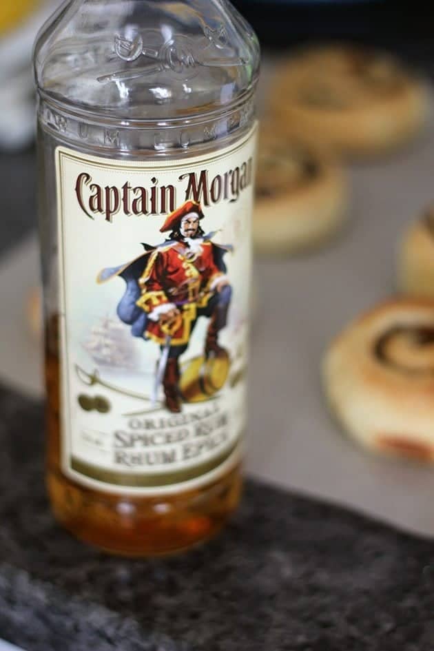 a bottle of Captain Morgan brand rum