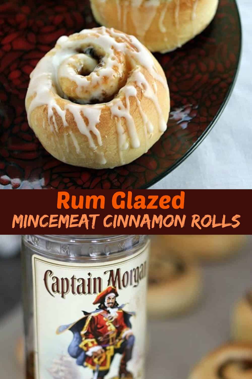 These Rum Glazed Mincemeat Cinnamon Buns are the BEST Christmas treat! #christmas #cinnamonrolls #rum #mincemeat