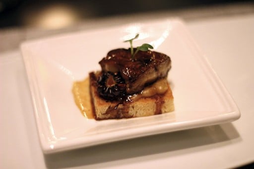 sautéed Foie Gras - appetizer made with foie gras, a grapefruit-Chardonnay sauce and apple purée