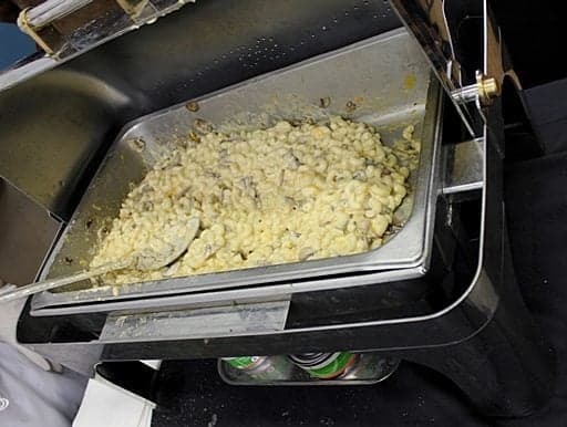 Traditional mac n' cheese in a large pan