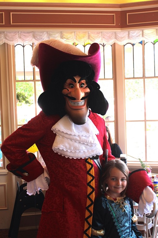 little girl with Captain Hook character