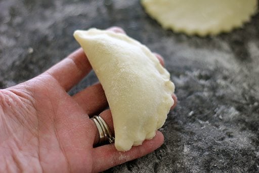 folded dough over the filling and sealed edges