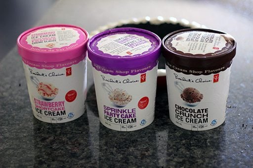 3 cups of President's Choice ice creams with different flavors
