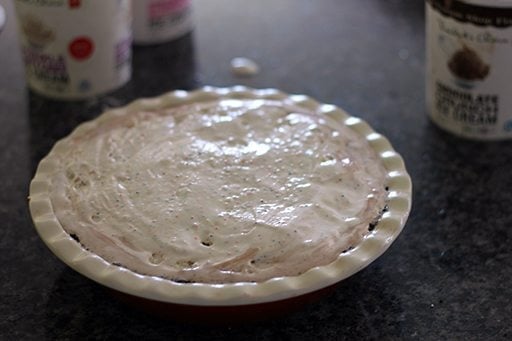 pie dish filled up with Sprinkle Party Cake ice cream