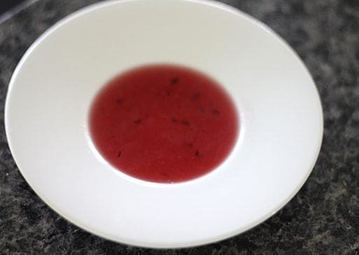 saskatoon berry sauce in a white plate
