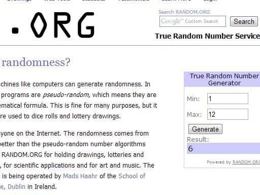 online random number generator