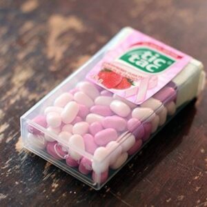 Close up of New Strawberry Fusion Tic Tac's