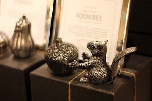 salt and pepper squirrel and acorn figurine