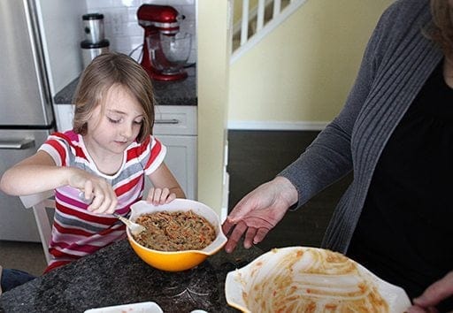 mixing all the ingredients in a large bowl