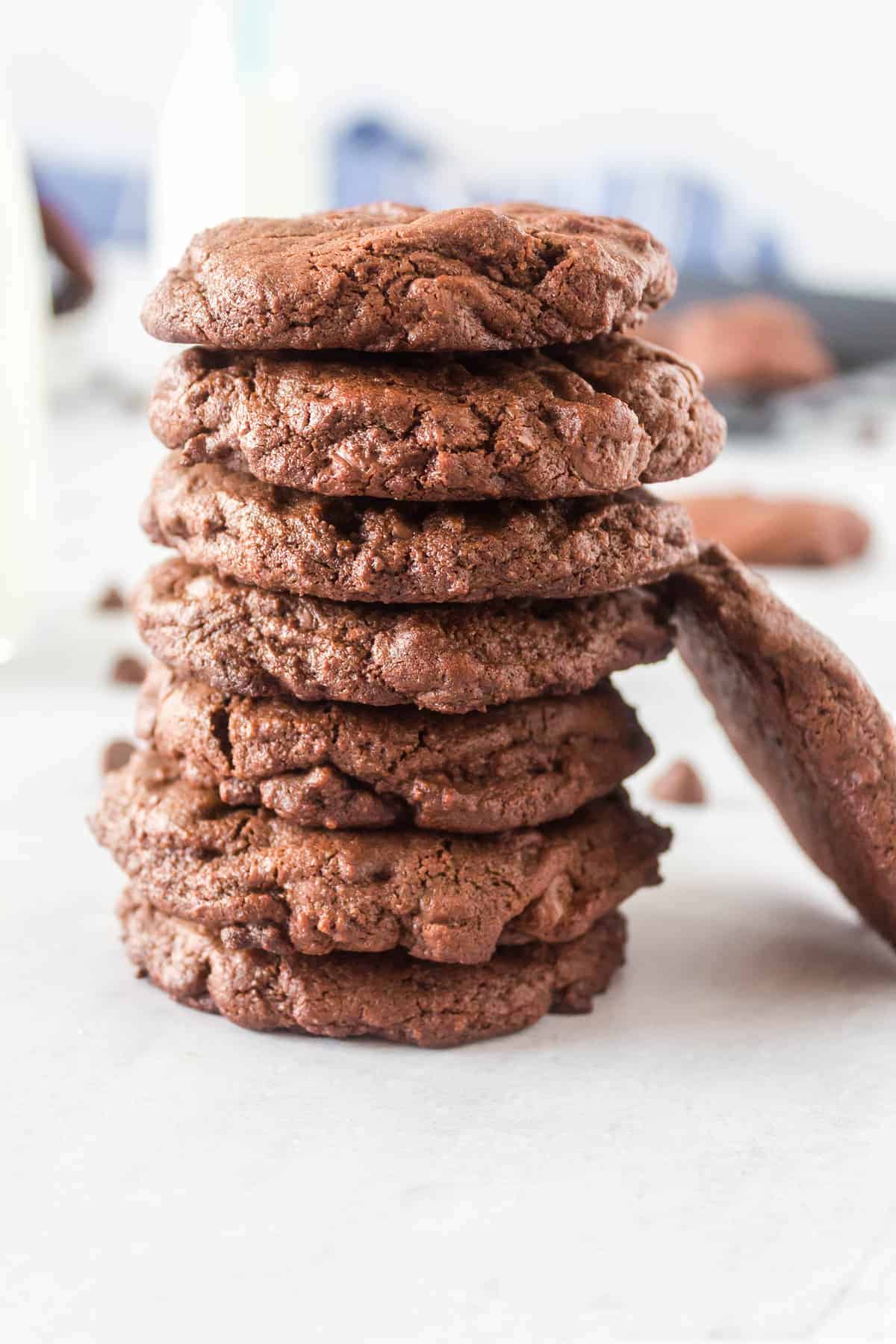 close up stack of Mint Chocolate Chip Cookies