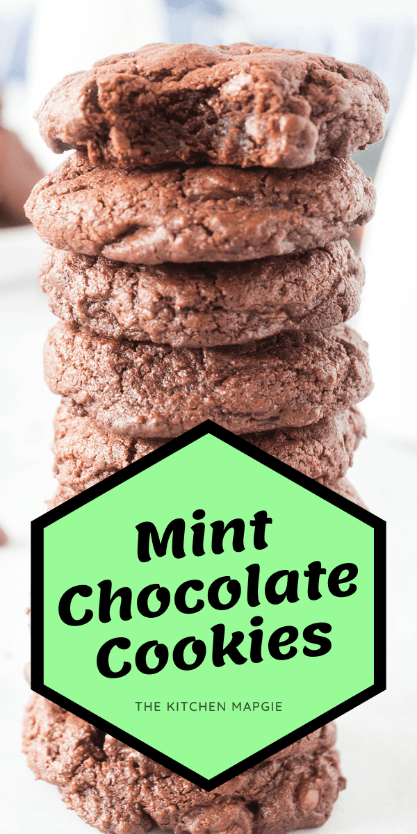 Double Mint Chocolate Chip Cookies, mint chocolate chips in a chocolate cookie batter. These cookies are chewy and decadent! #mint #chocolate #chocolatechipcookies #cookies #cookie #recipe #dessert 