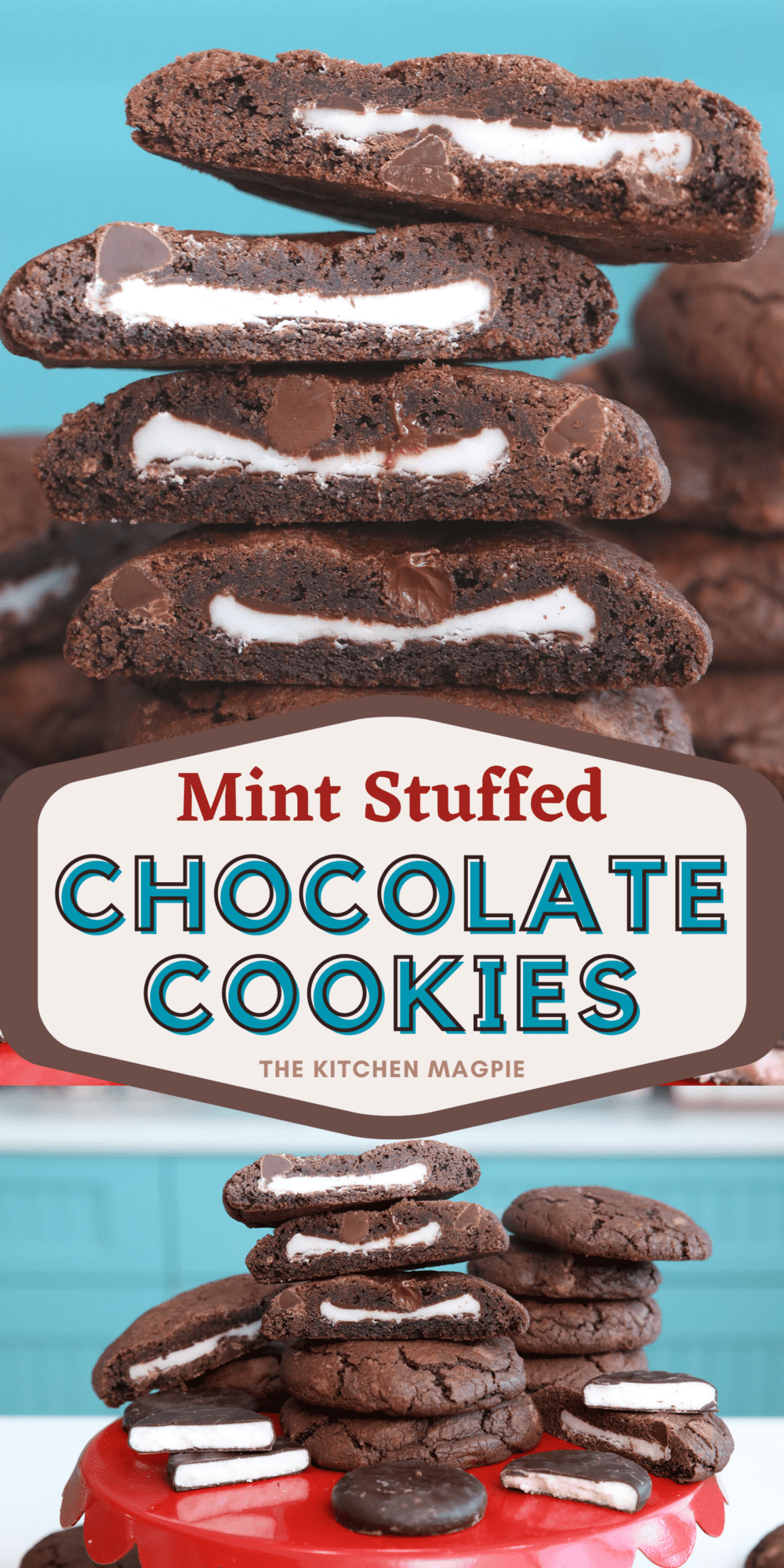 Double mint stuffed chocolate chip cookies stuffed with York peppermint patties. You just cannot imagine how good these are! 