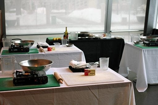 Room set up for cooking classes