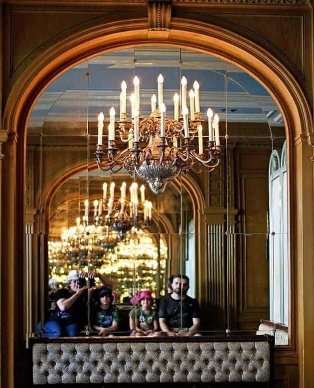 Family photo in front of mirror at the Blue Bayou, New Orleans Square