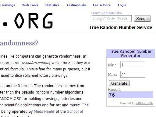 egg winner thru random number generator