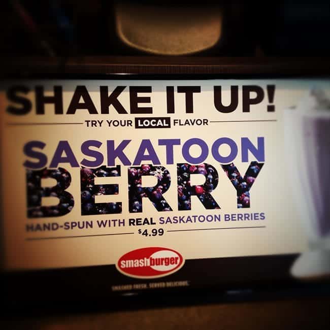 Saskatoon berry shake signage