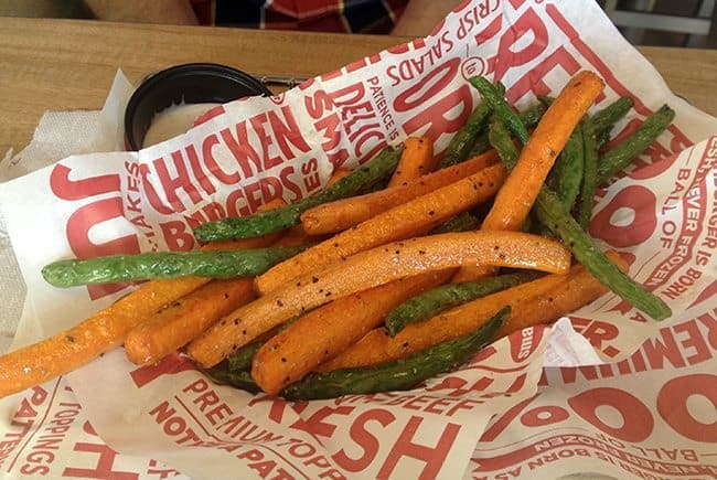 Veggie Frites - flash fried carrot sticks and green beans that are lightly seasoned