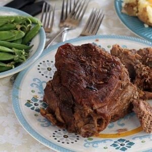 Plate with a Roast Beef on the Barbeque