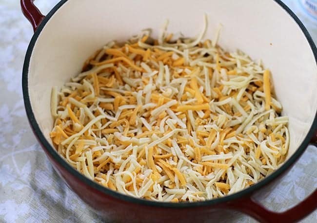 all ingredients for Cheater Tex-Mex Chips N' Dip in a pot